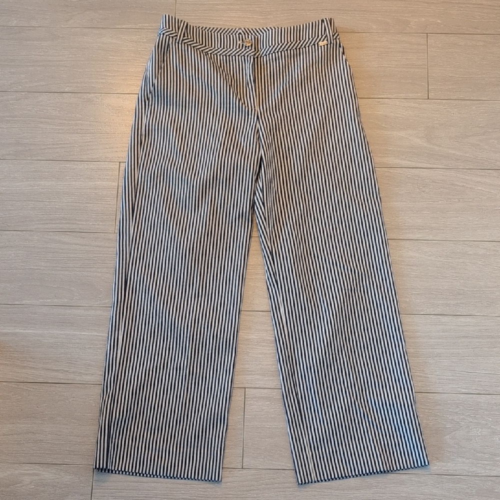 St. John Navy and White Striped Pants